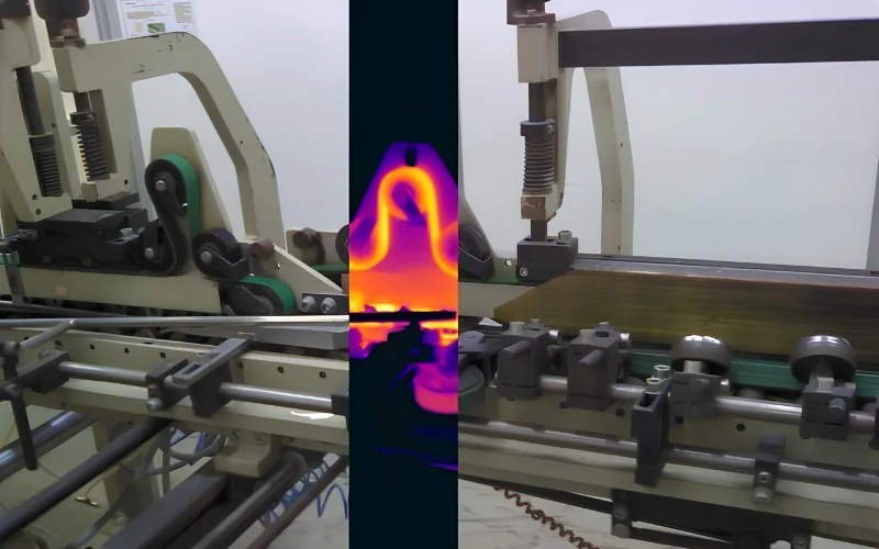 Macchina di linea con l'inserto termografico di un organo in movimento.