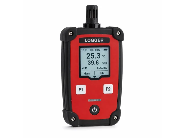 Datalogger per il monitoraggio di temperatura e umidità, con i valori sul display.